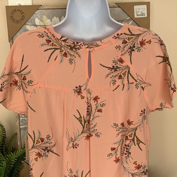 Peach Floral Print Blouse M NEW! - Picture 6 of 10